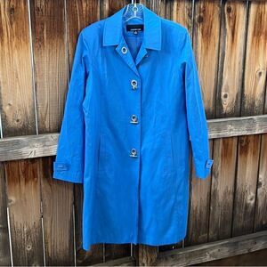 Jones New York coat blue cotton blend toggle silver hardware pockets Medium